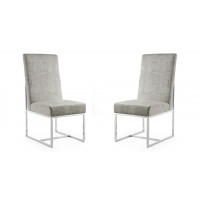 Manhattan Comfort 2-DC030-ST Element Steel Velvet Dining Armchair (Set of 2)